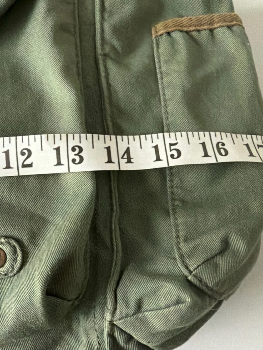 American Eagle Outfitters Olive Green Canvas Messenger Bag with Brown Trim